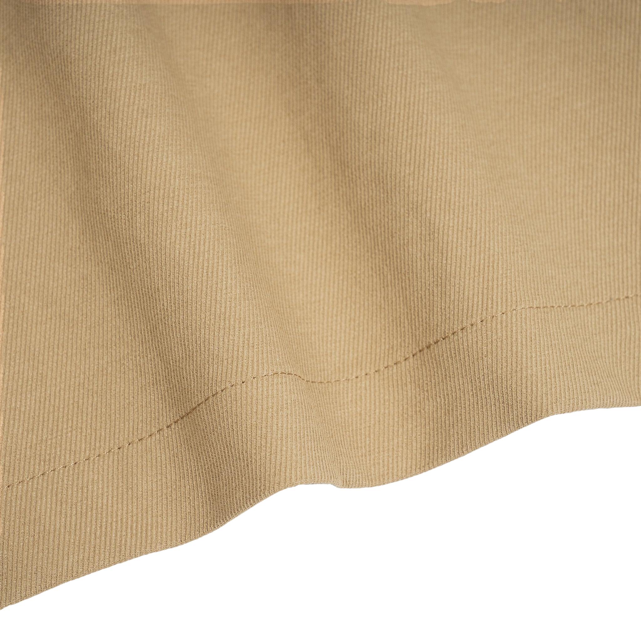 Close-up of beige fabric with a white background