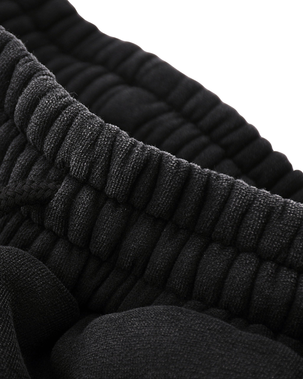 Close-up of black ribbed knit fabric