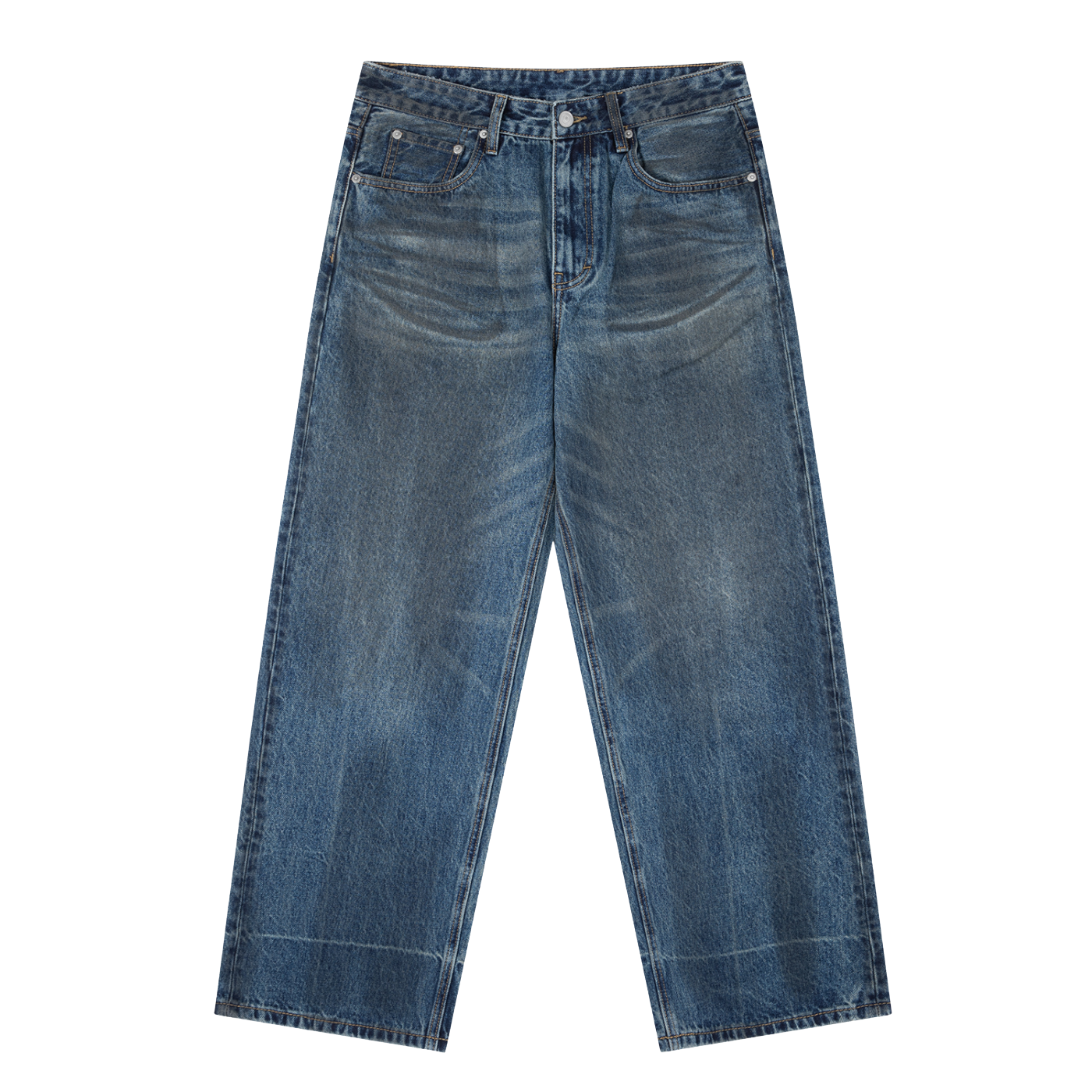 Pair of blue jeans on a white background