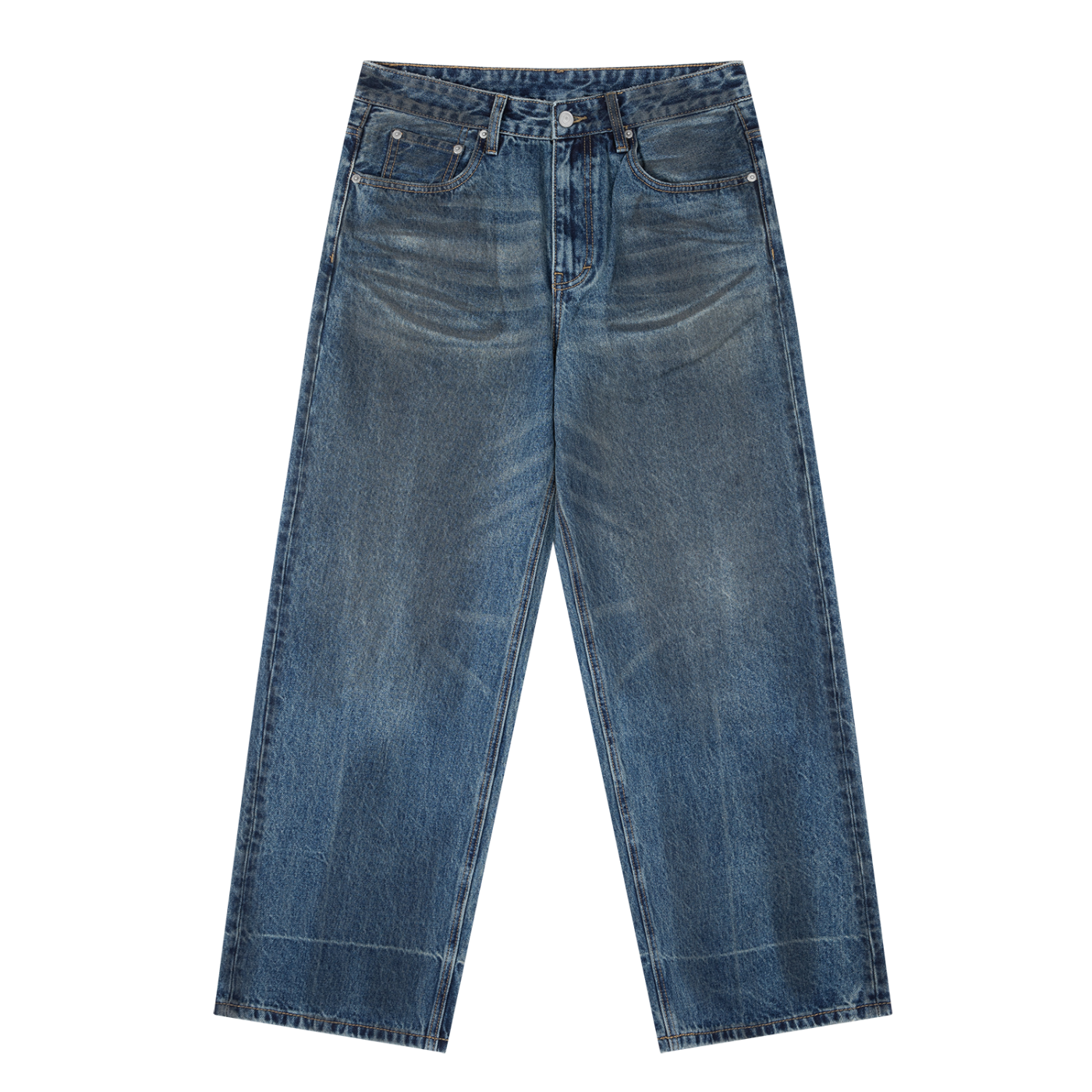 Pair of blue jeans on a white background