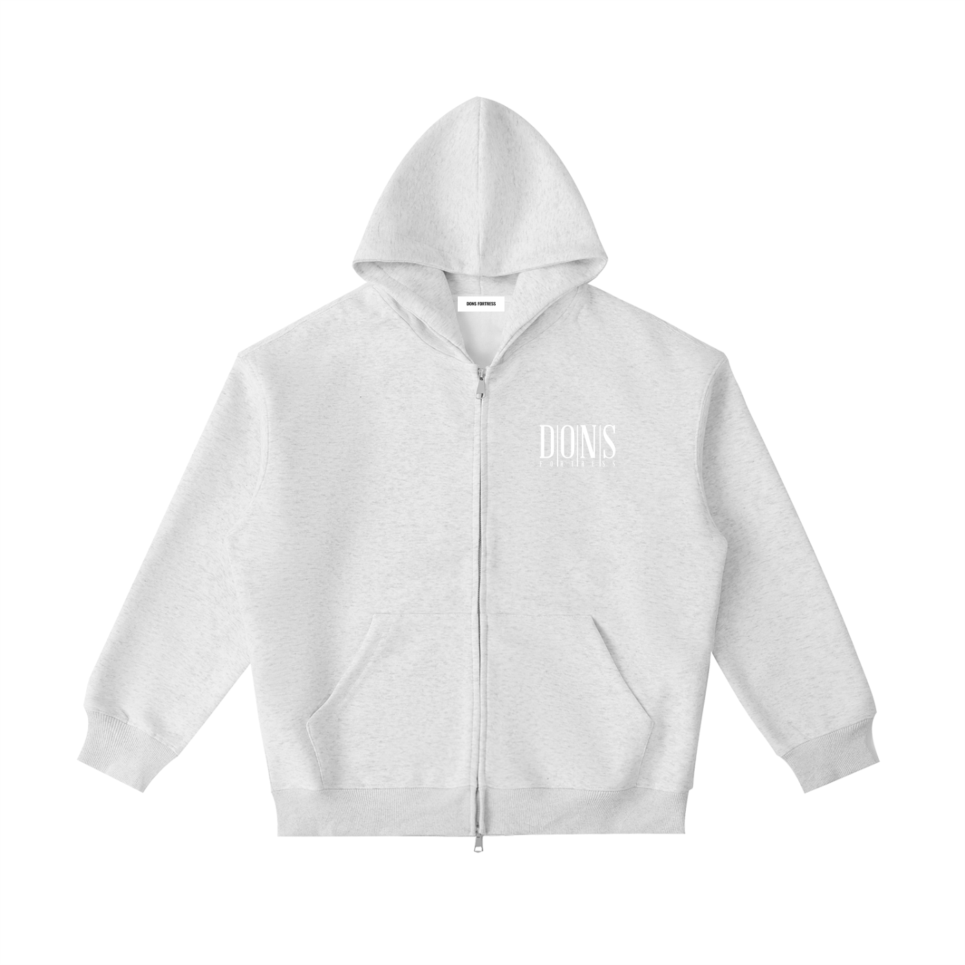 White hoodie with logo on a white background