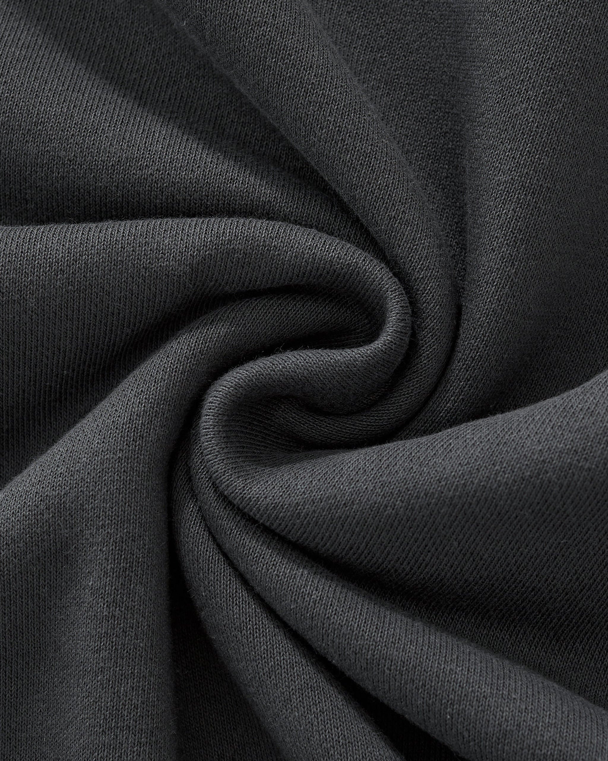 Close-up of dark gray fabric with folds