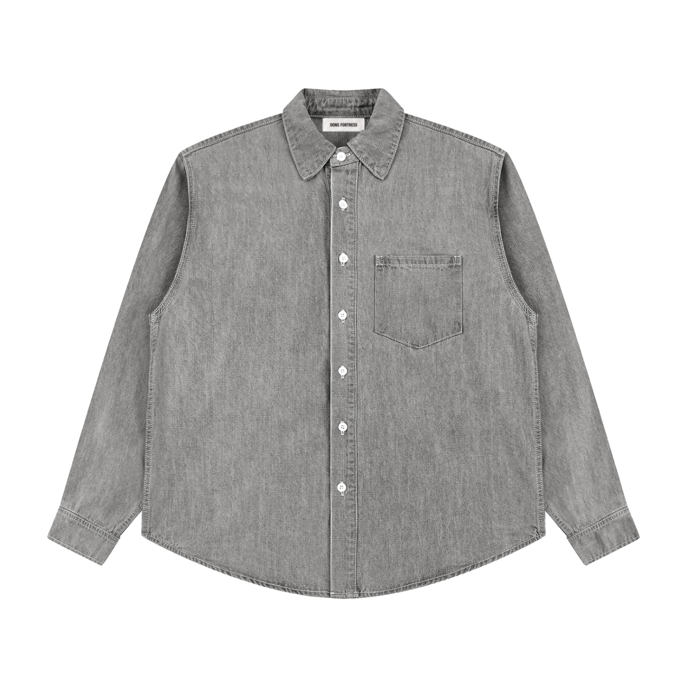 Gray sleeveless denim shirt on a white background