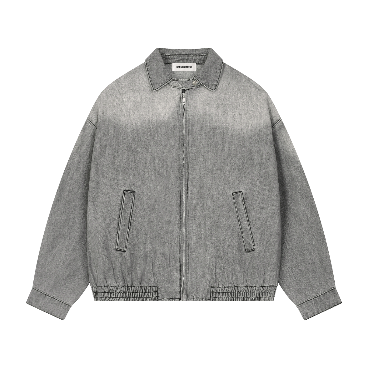 Gray denim jacket on a white background