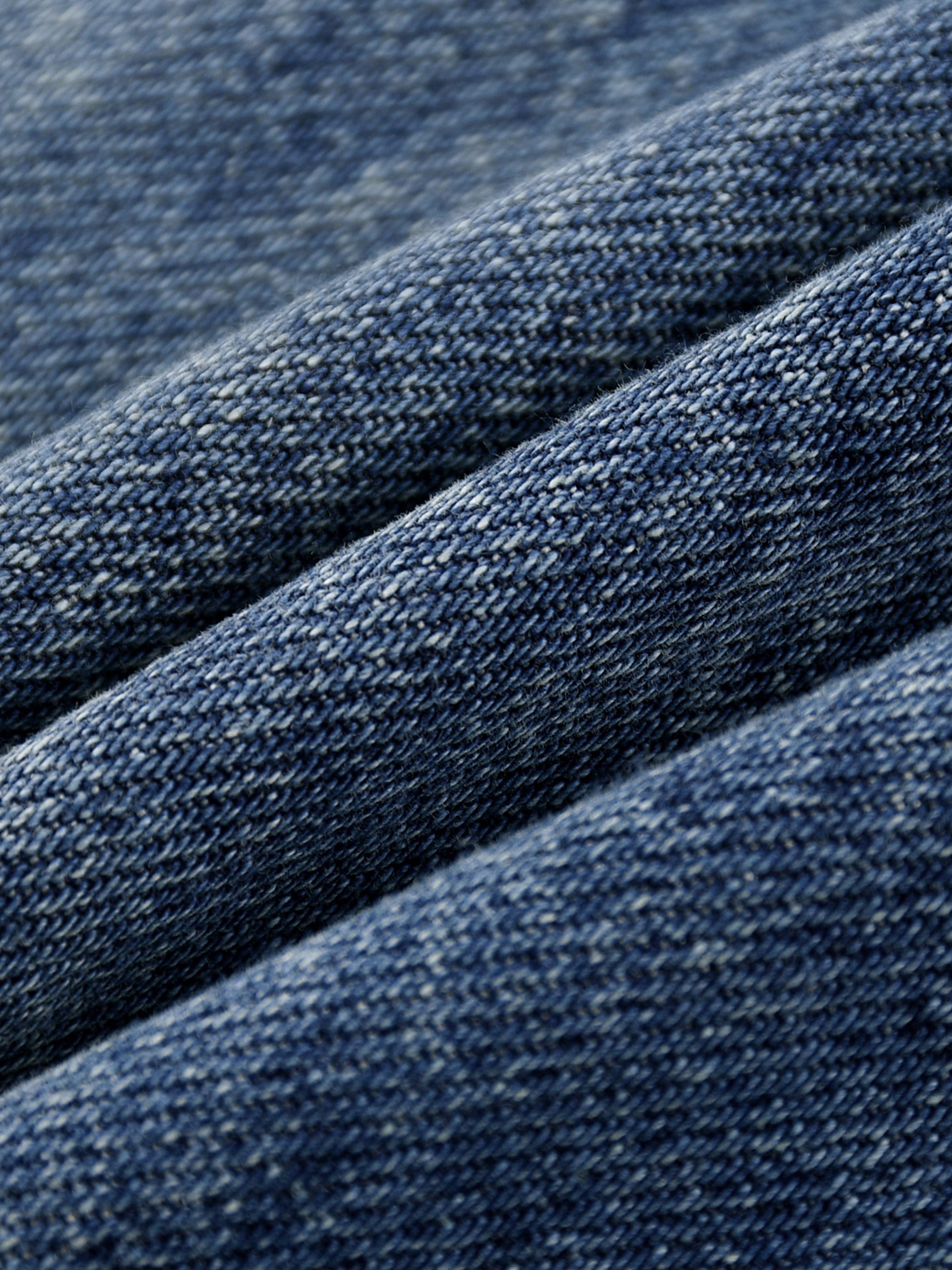 Close-up of blue denim fabric with a textured pattern