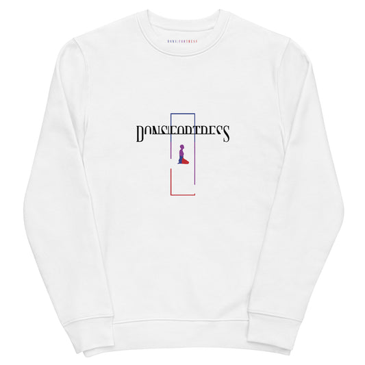 DONS|FORTRESS Cana Eco-Friendly, Sustainable Pullover in White with chest printed logos.