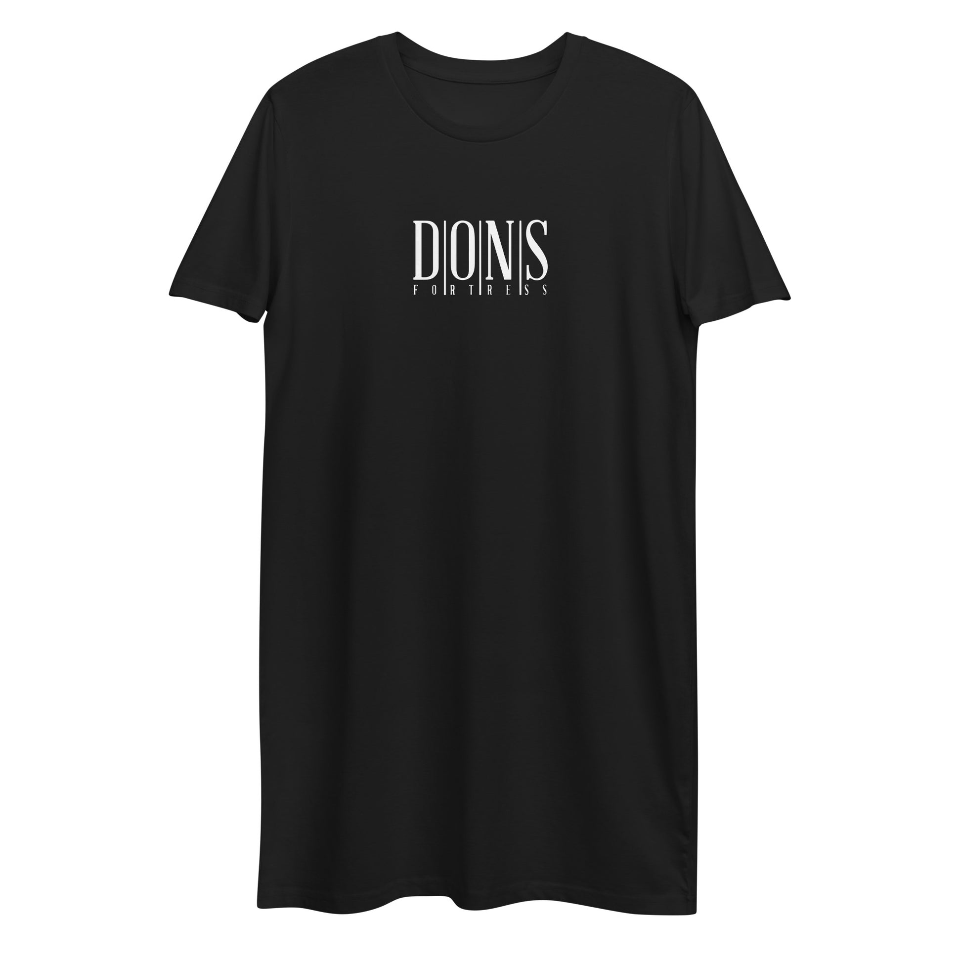 DONSFORTRESS Eco-Friendly, Sustainable Tshirt Dress in Black. Made from 100% organic ring-spun cotton.