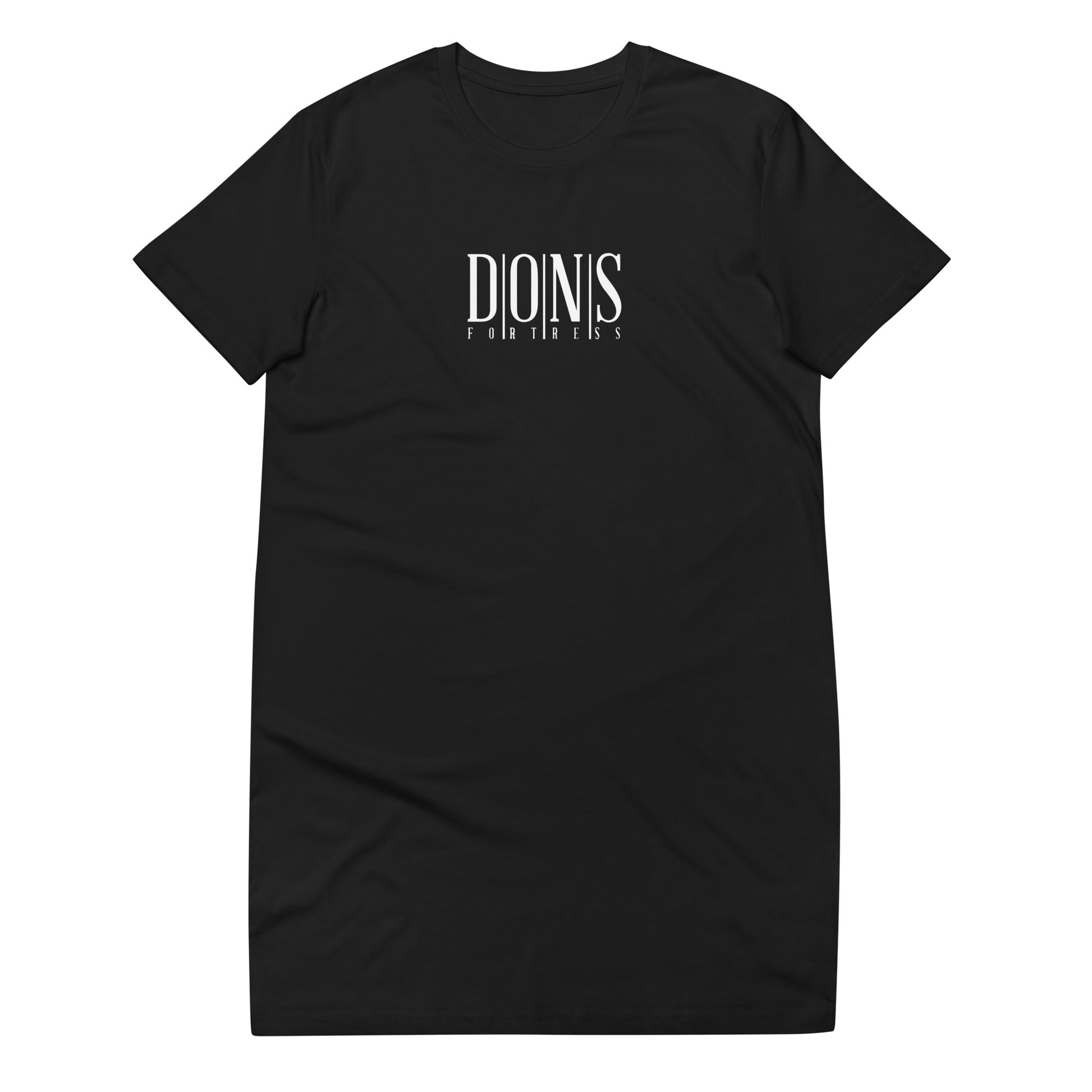 DONSFORTRESS Eco-Friendly, Sustainable Tshirt Dress in Black. Made from 100% organic ring-spun cotton.