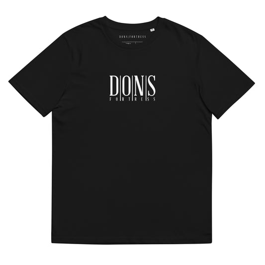 DONSFORTRESS Principal Sustainable, Eco-Friendly Tee in Black. Made from 100% organic ring-spun cotton.