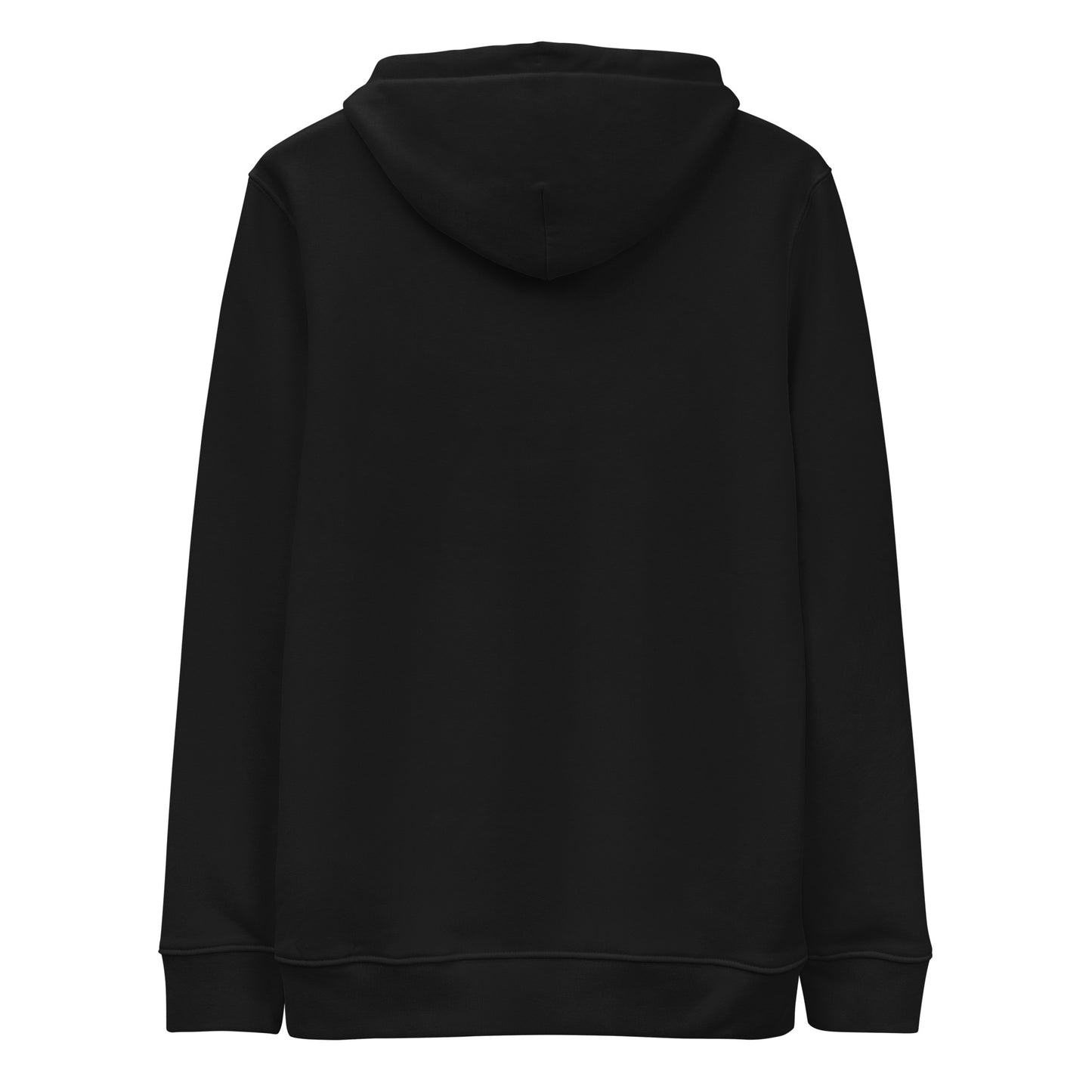 Goshen Eco-Friendly Hoodie in Black with chest logo print.