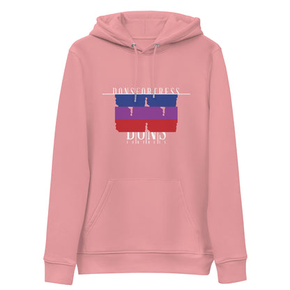 Goshen Eco-Friendly Hoodie in Canyon Pink with chest logo print.