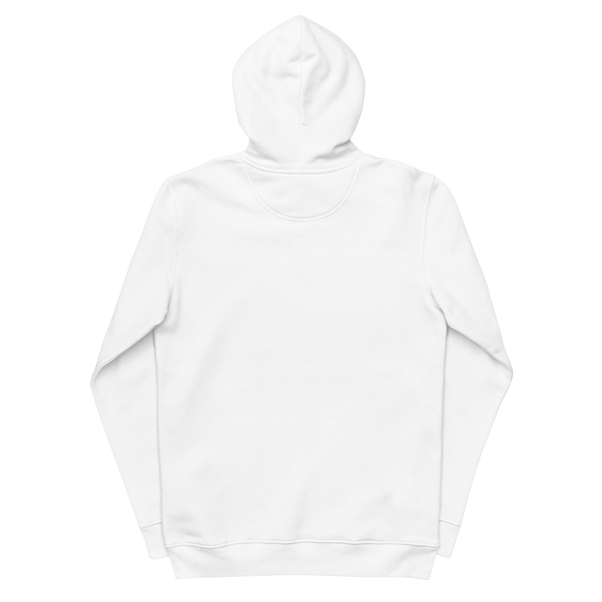 Goshen Eco-Friendly Hoodie in White with chest logo print.