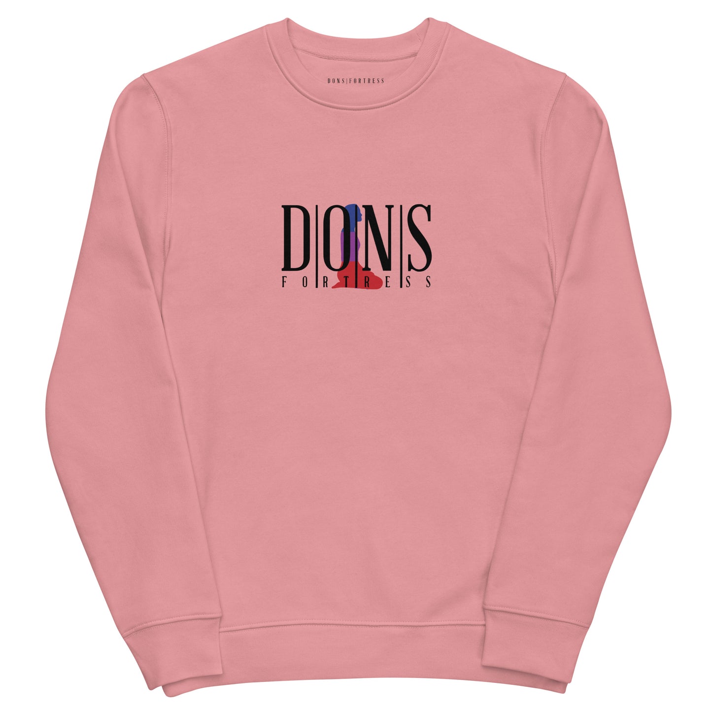 DONS|FORTRESS Hebron Eco-Friendly, Sustainable Pullover Canyon Pink. With chest DTG print logos.