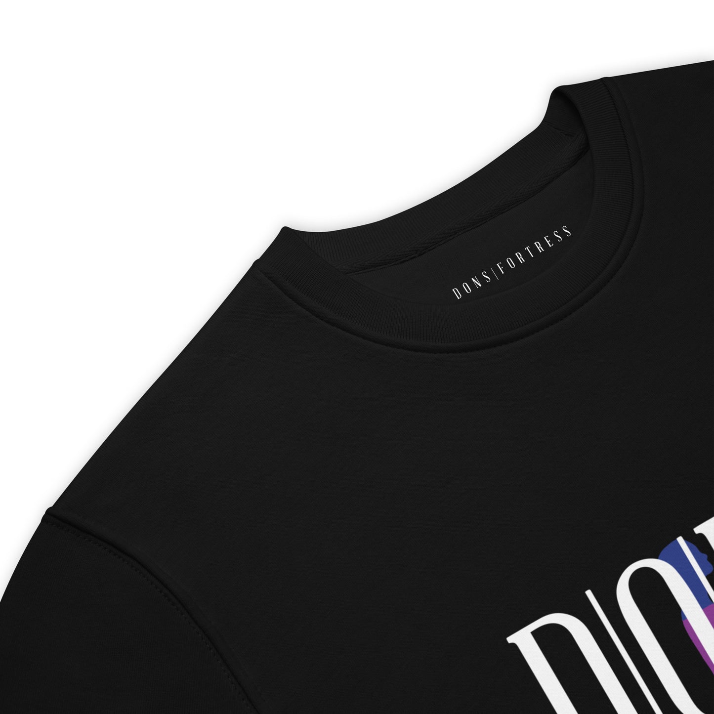 DONS|FORTRESS Hebron Eco-Friendly, Sustainable Pullover Black. With chest DTG print logos.