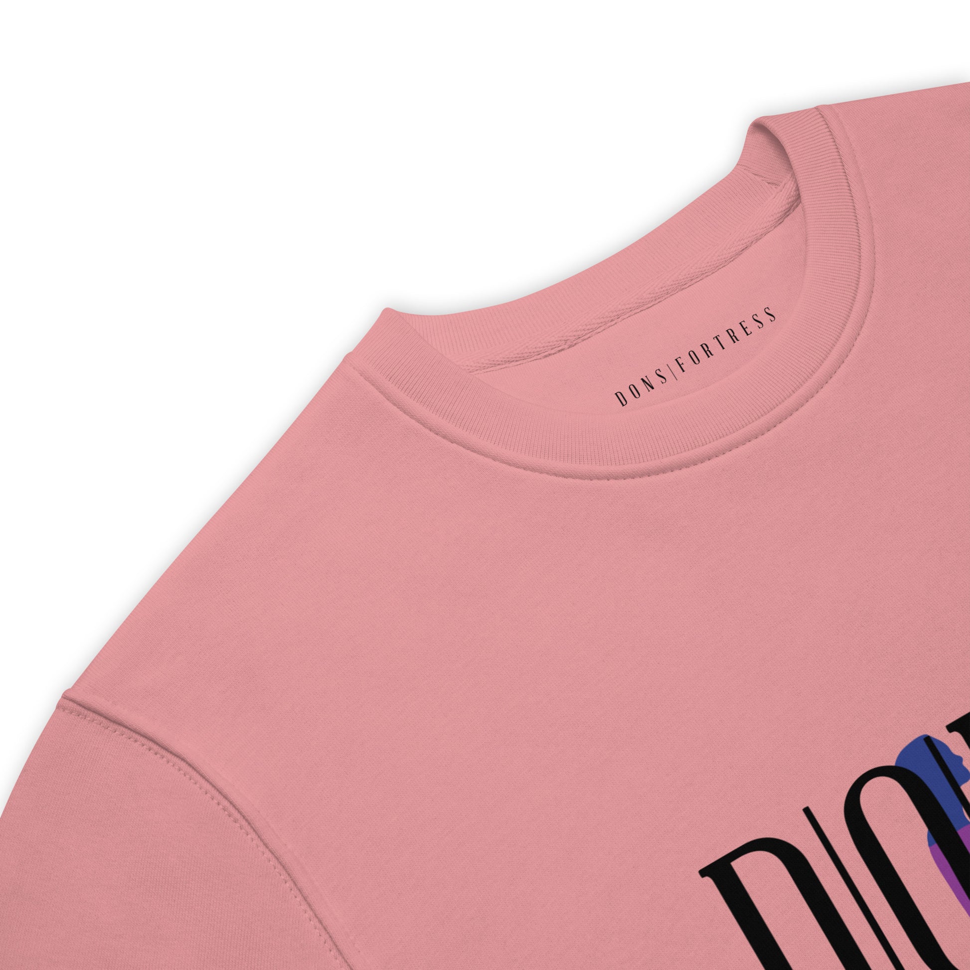 DONS|FORTRESS Hebron Eco-Friendly, Sustainable Pullover Canyon Pink. With chest DTG print logos.