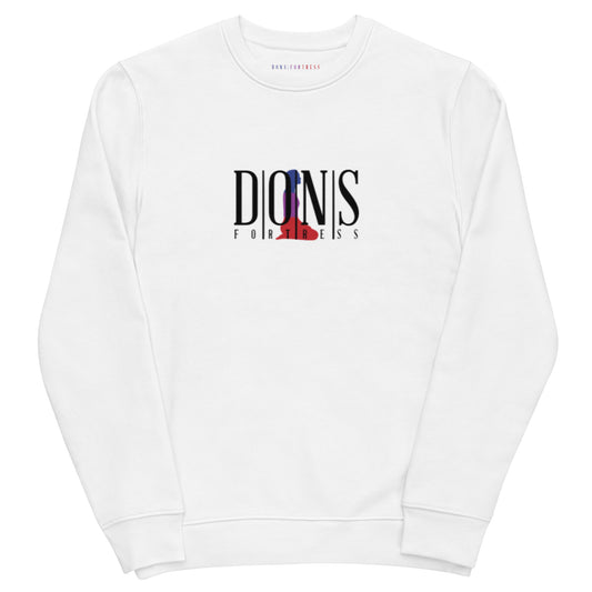 DONS|FORTRESS Hebron Eco-Friendly, Sustainable Pullover White. With chest DTG print logos.