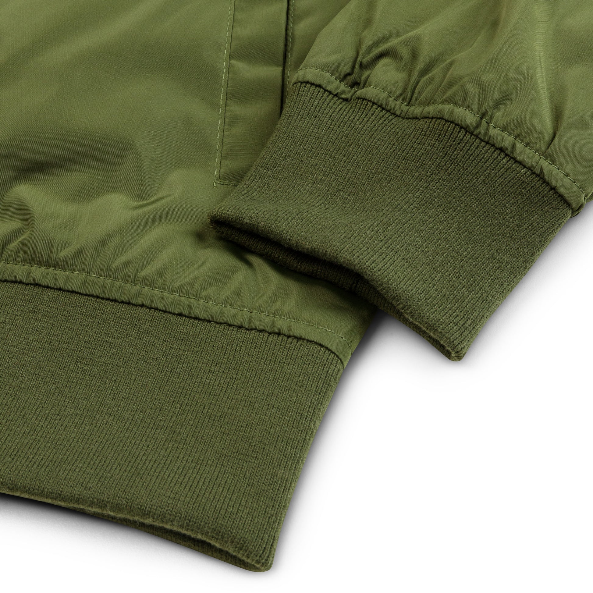 DONSFORTRESS Joppa Premium Eco-Bomber in Army Green with left chest embroidery.