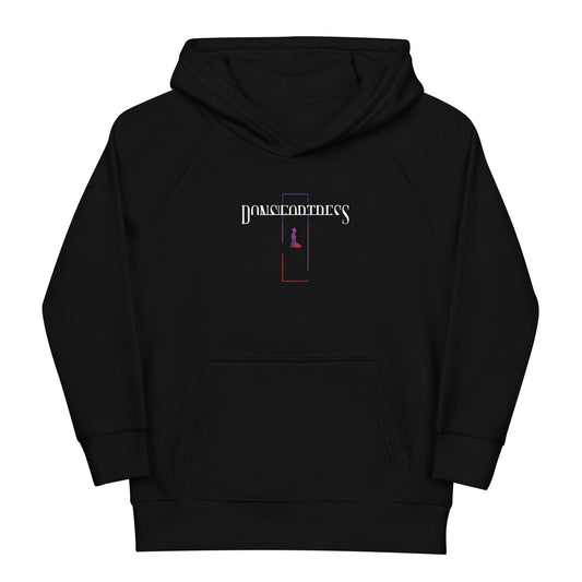 DONSFORTRESS Kids Cana Eco-Friendly, Sustainable Hoodie in Black. Made from 80% organic cotton, 20% recycled polyester.