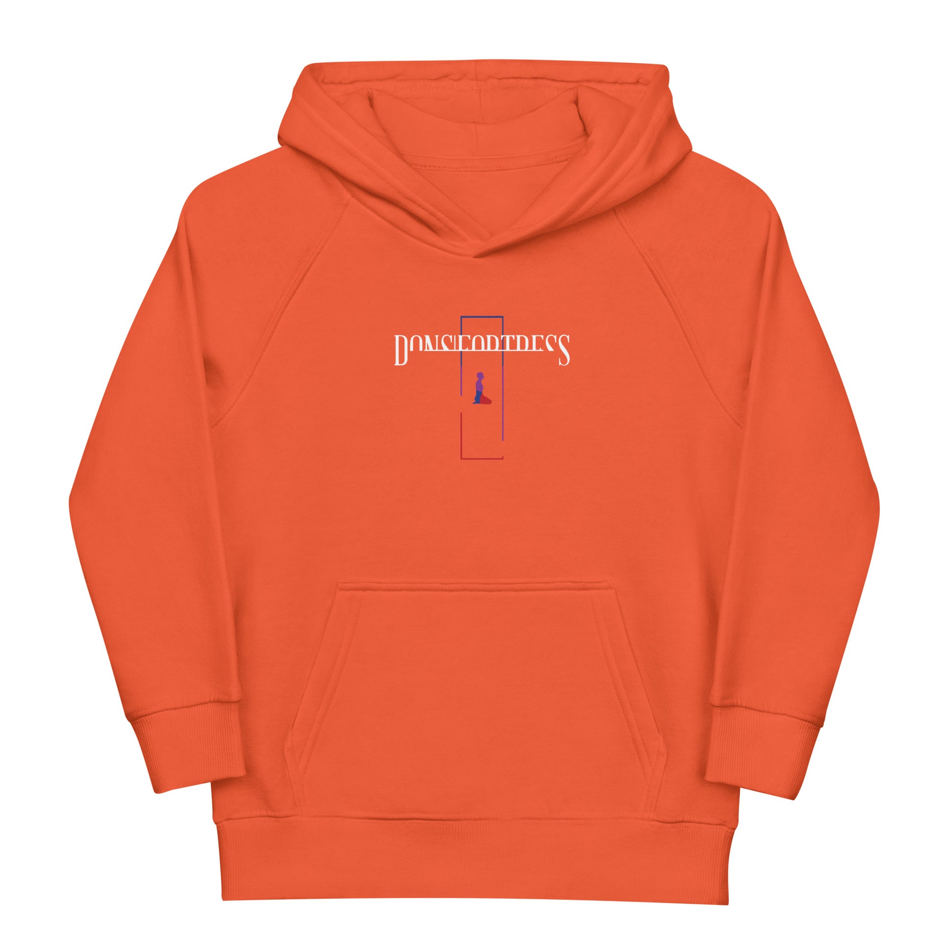 DONSFORTRESS Kids Cana Eco-Friendly, Sustainable Hoodie in Burnt Orange. Made from 80% organic cotton, 20% recycled polyester.