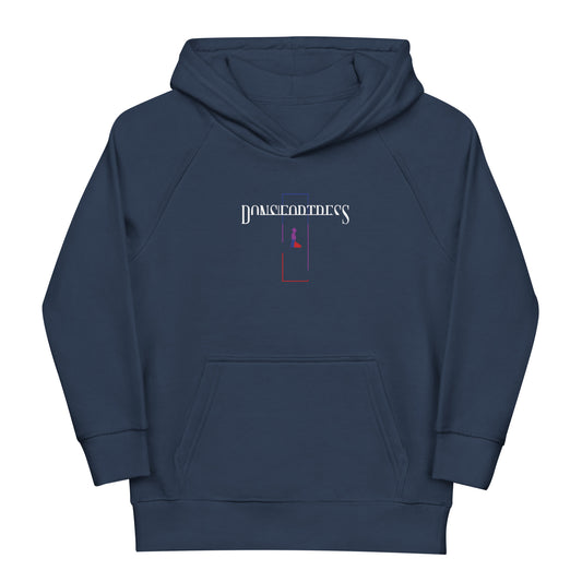 DONSFORTRESS Kids Cana Eco-Friendly, Sustainable Hoodie in Soft Navy. Made from 80% organic cotton, 20% recycled polyester.