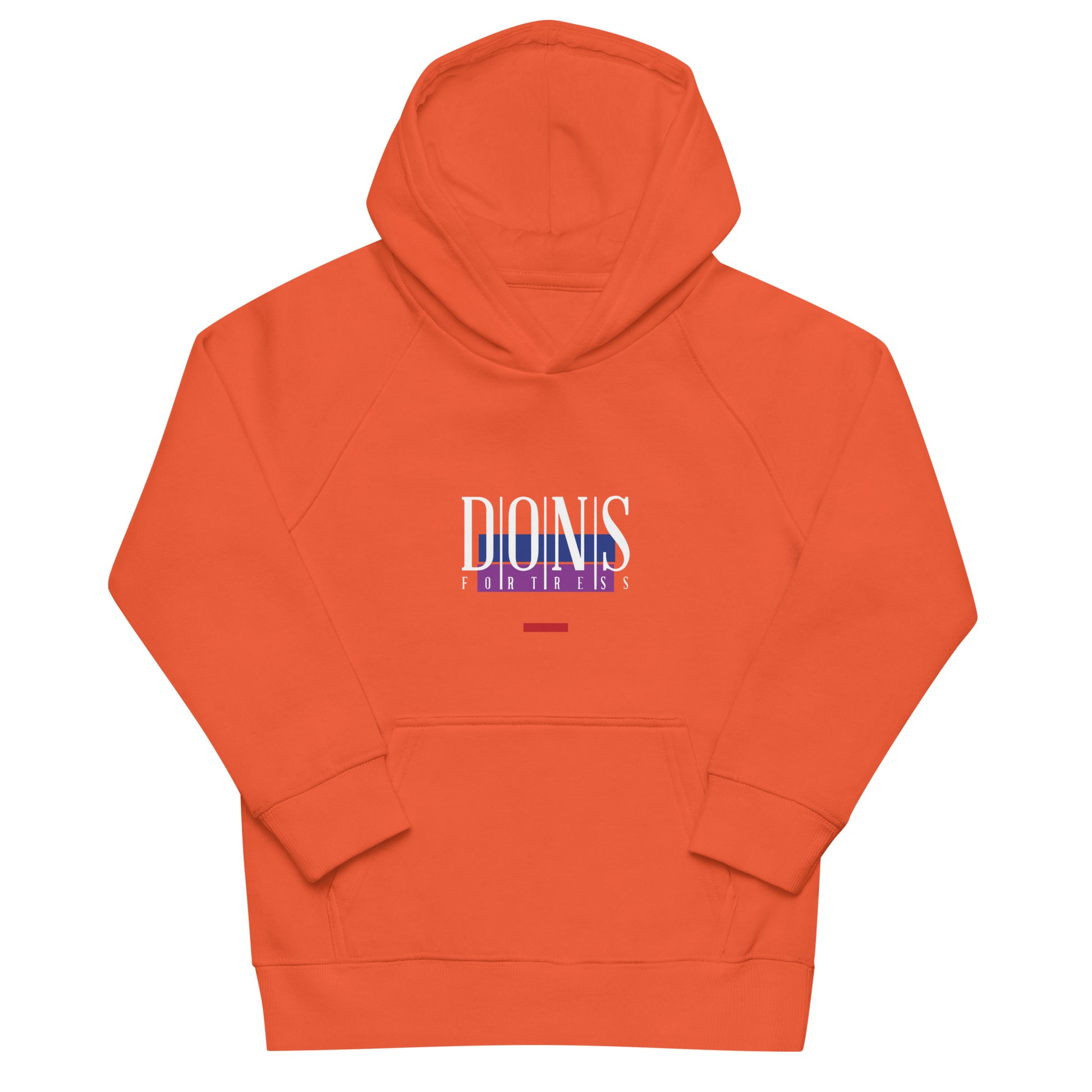 DONSFORTRESS Kids Canaan Eco-Friendly, Sustainable Hoodie in Burnt Orange. Made from 80% organic cotton, 20% recycled polyester.