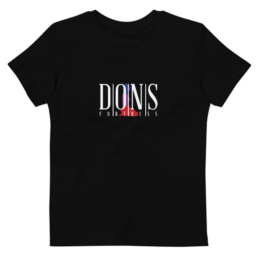 DONSFORTRESS Kids Hebron Eco-Friendly, Sustainable Tshirt in Black. Made from 100% organic ring-spun combed cotton.