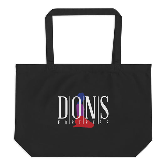 Dons Fortress Large Hebron Eco-Friendly, Sustainable Tote Flat in Black. Made from 100% certified organic cotton.