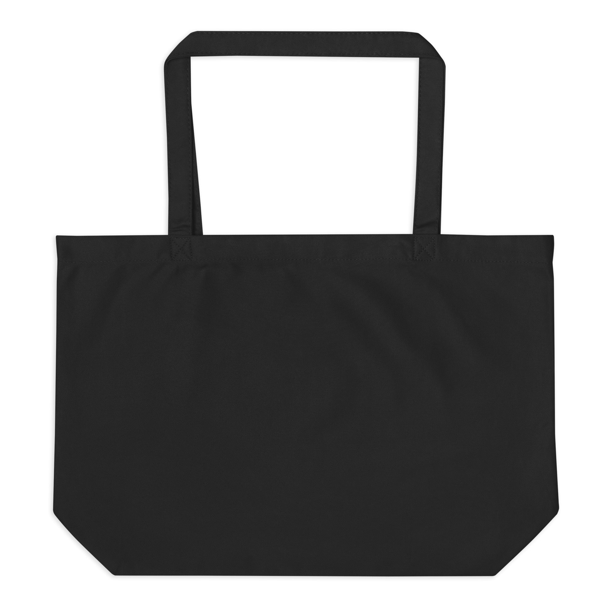 DONSFORTRESS Large Shiloh Eco-Friendly, Sustainable Tote Flat in Black. Made from 100% certified organic cotton.