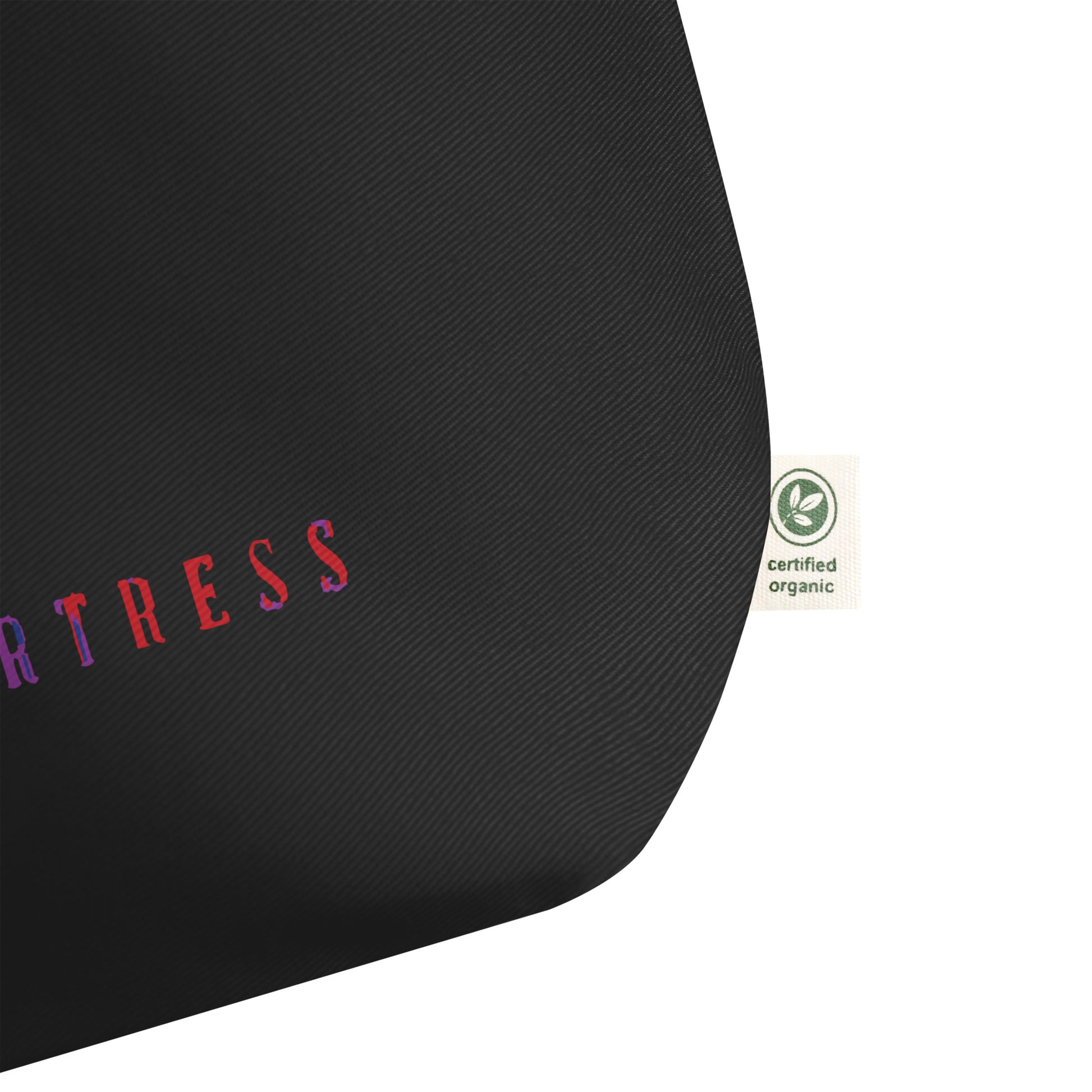 DONSFORTRESS Large Shiloh Eco-Friendly, Sustainable Tote Flat in Black. Made from 100% certified organic cotton.