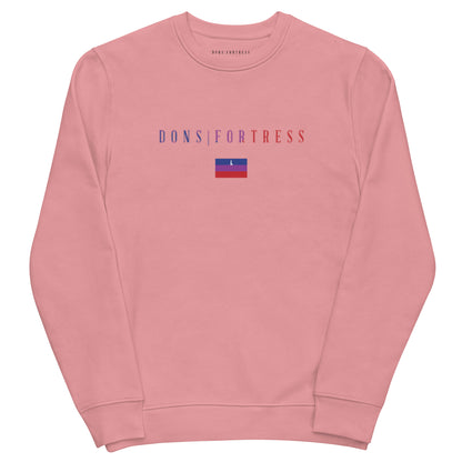 DONS|FORTRESS Nain Eco-Friendly, Sustainable Pullover in Canyon pink. With chest Mankind Flag print.