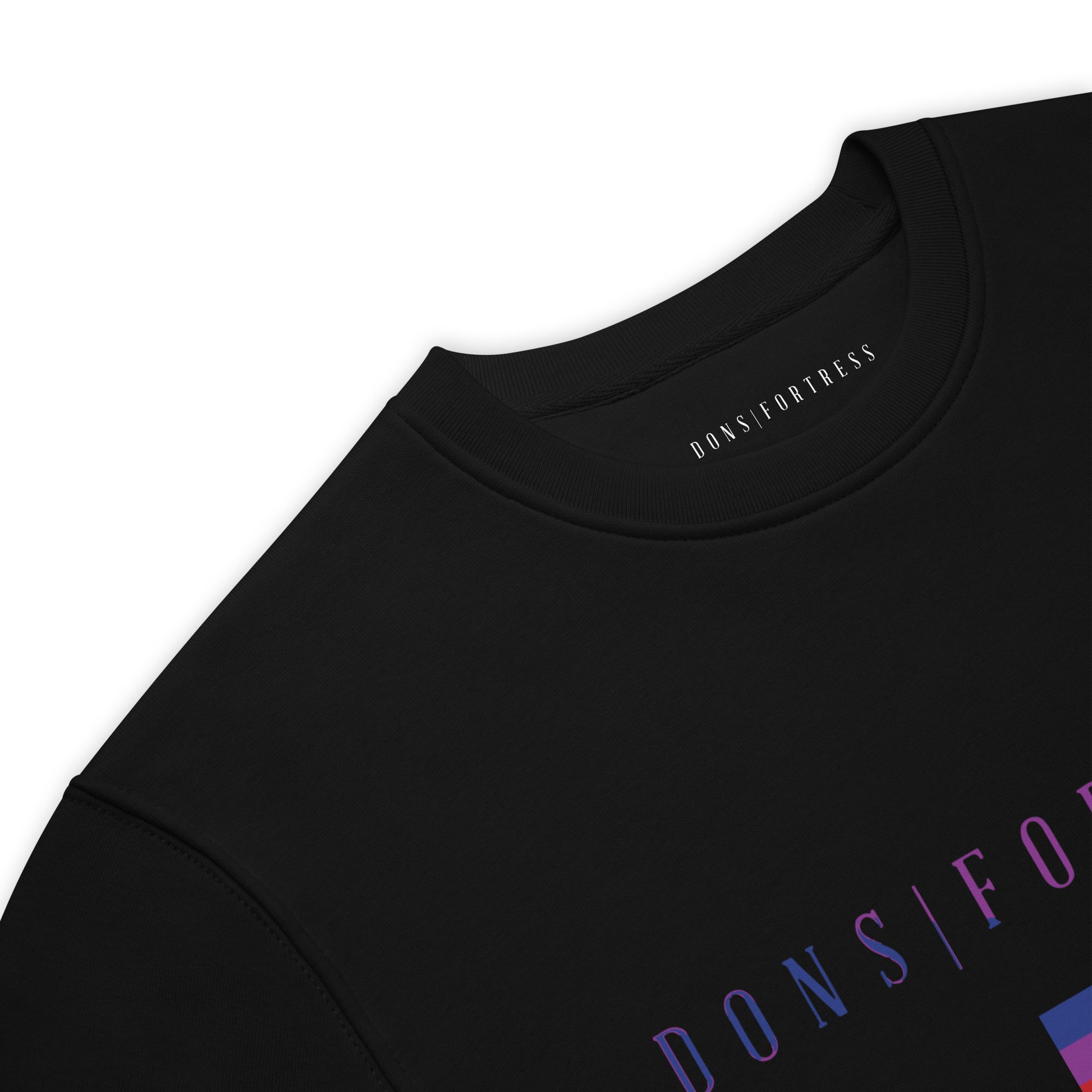 DONS|FORTRESS Nain Eco-Friendly, Sustainable Pullover in Black. With chest Mankind Flag print.