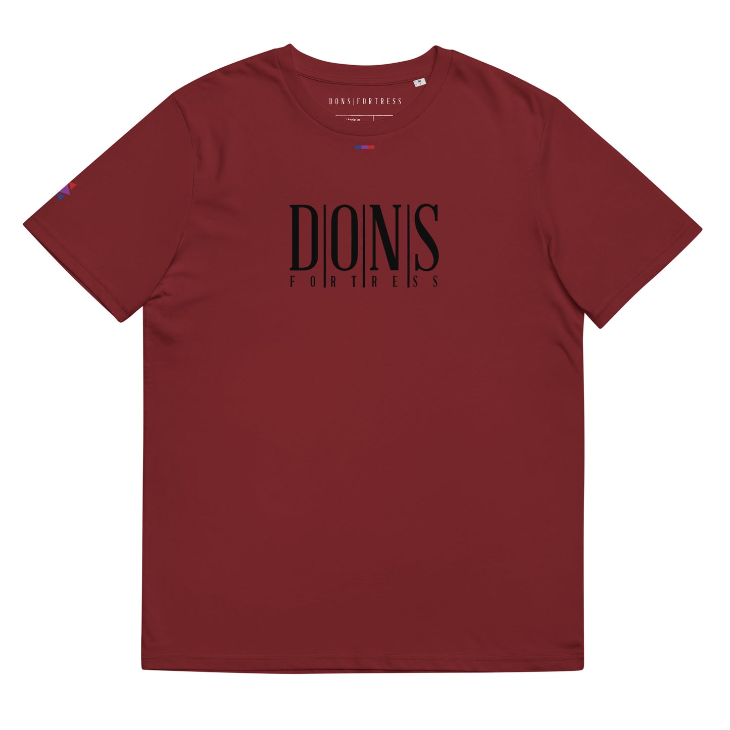 DONSFORTRESS Nebo Eco-Friendly, Sustainable Tee in Burgundy. Made from 100% organic ring-spun cotton.