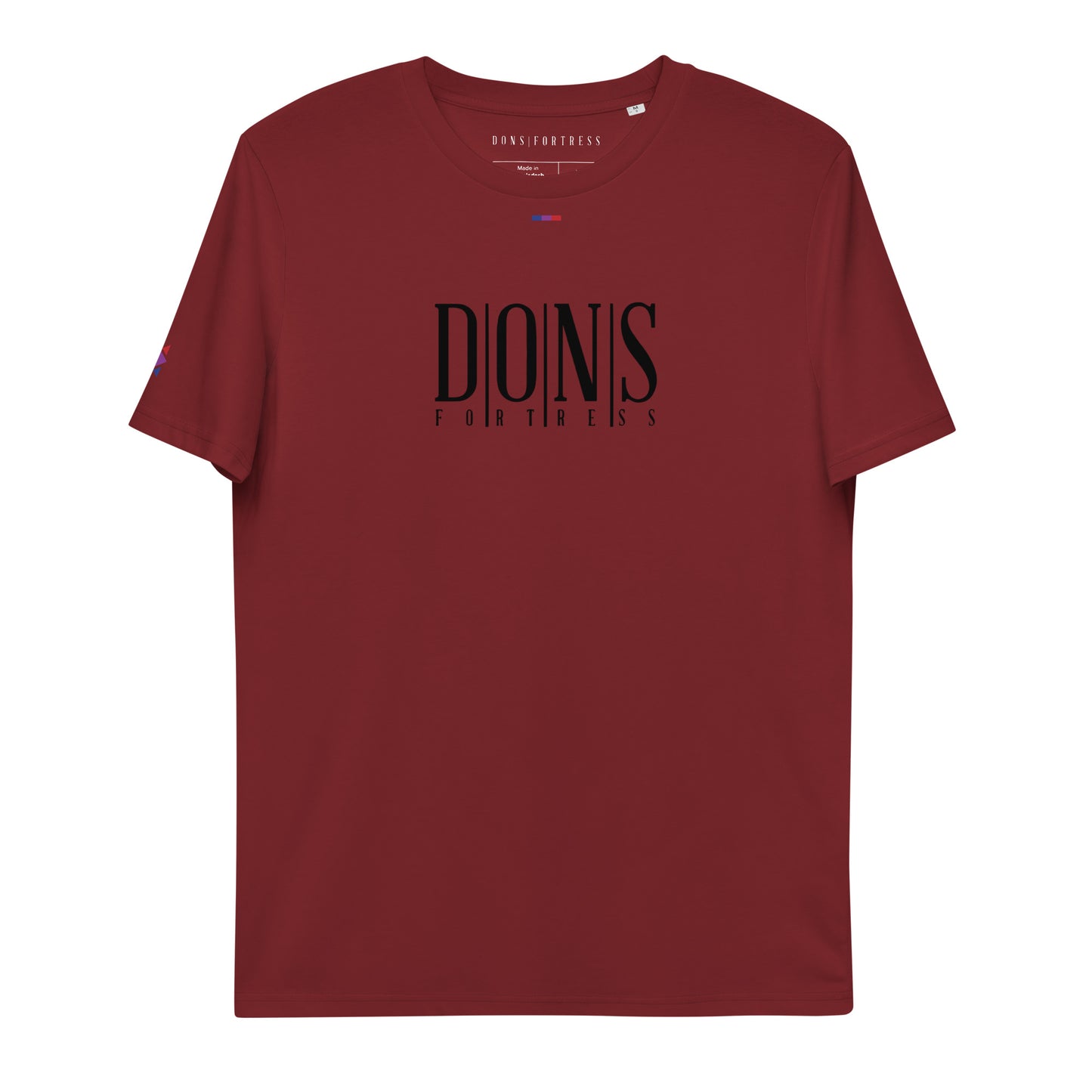 DONSFORTRESS Nebo Eco-Friendly, Sustainable Tee in Burgundy. Made from 100% organic ring-spun cotton.