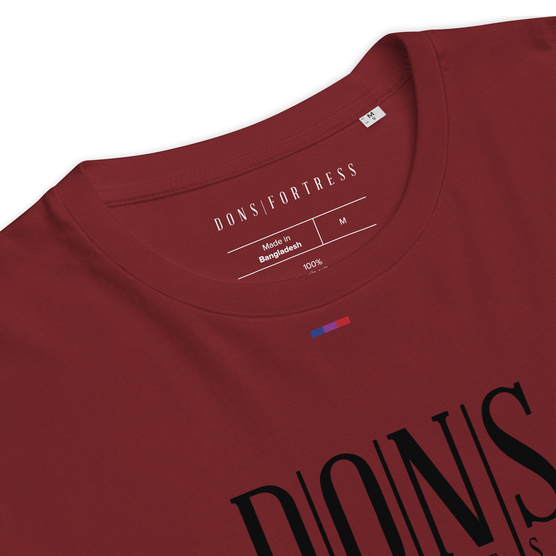 DONSFORTRESS Nebo Eco-Friendly, Sustainable Tee in Burgundy. Made from 100% organic ring-spun cotton.