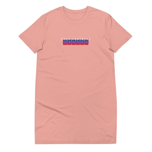 DONSFORTRESS Ophire Eco-Friendly, Sustainable Tshirt Dress in Canyon Pink. Made from 100% organic ring-spun cotton.