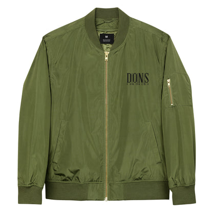 DONSFORTRESS Fortress Premium Eco-Bomber in Army Green with left chest embroidery.