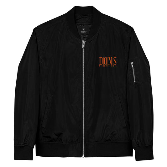 DONSFORTRESS Fortress Premium Eco-Bomber in Black with Orange left chest embroidery.