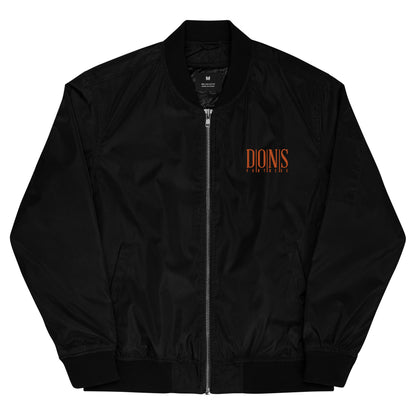 DONSFORTRESS Fortress Premium Eco-Bomber in Black with Orange left chest embroidery.