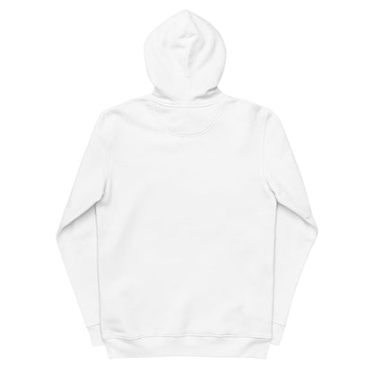 DONSFORTRESS Principle Eco-Friendly, Sustainable Hoodie Flat in White with chest print logo.