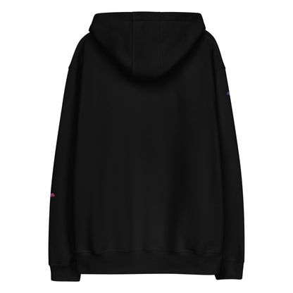 DONS|FORTRESS Sidon Eco-Friendly, Sustainable Hoodie in Black with chest and sleeve logo prints.