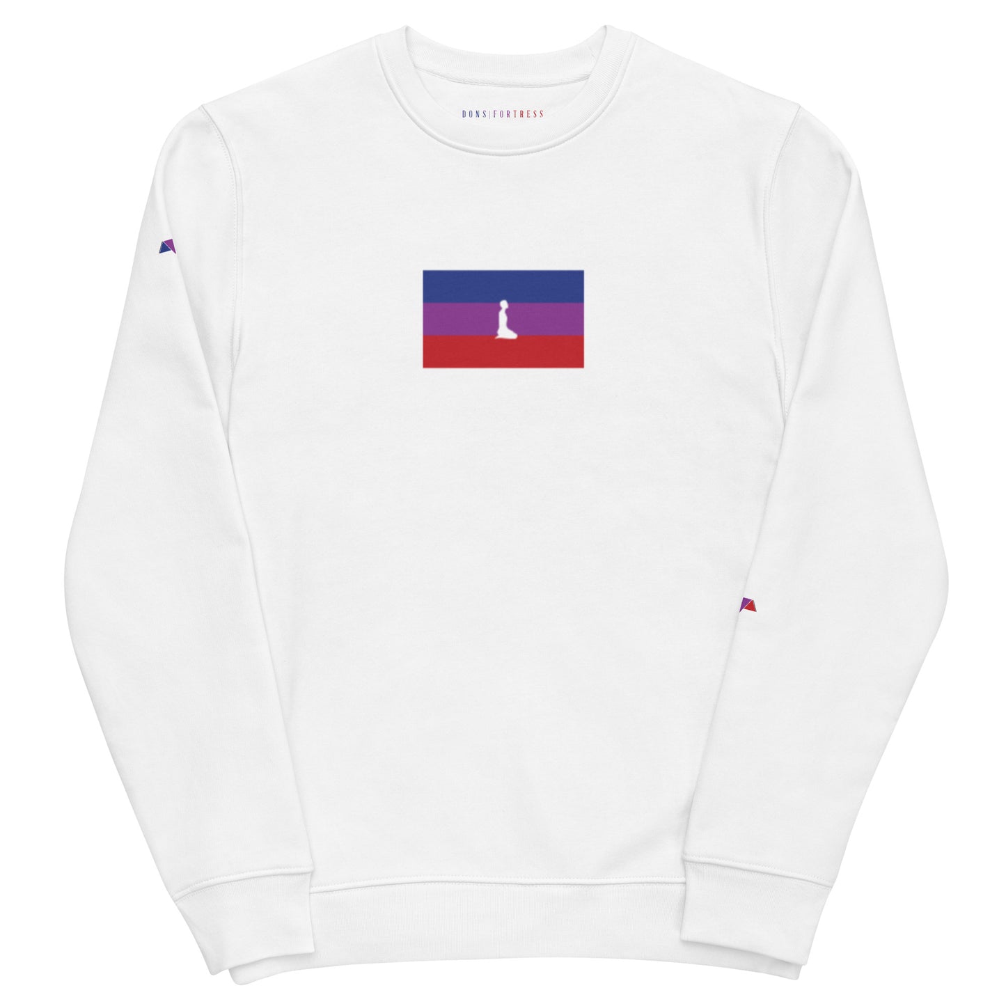 DONS|FORTRESS Sidon Eco-Friendly, Sustainable Pullover in White with chest and sleeve printed logos.